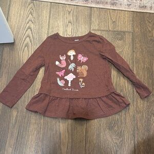 Carter's Brown Long Sleeve Kids Top with Woodland Print
